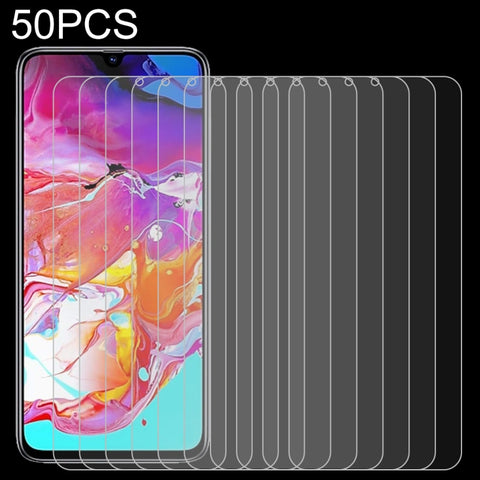 Pellicola in vetro temperato da 50 pezzi 0,26 mm 9H 2,5D per Galaxy A70, senza confezione al dettaglio, For Galaxy A70