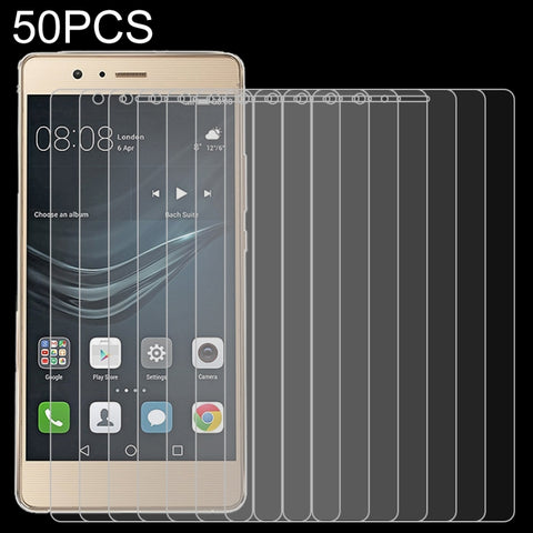 Pellicola in vetro temperato da 50 pezzi 0,26 mm 9H 2,5D per Huawei P9 lite, senza confezione al dettaglio, For P9 lite
