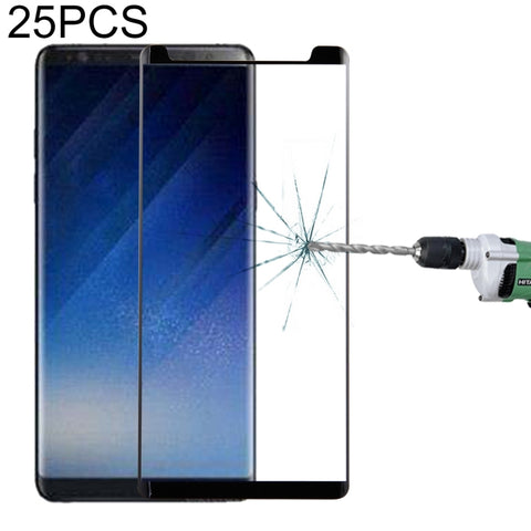 25 pezzi di colla completa serigrafia curva 3D protezione schermo in vetro temperato a schermo non intero con completamente adesivo per Galaxy Note 8, For Galaxy Note 8, Fully Adhesive