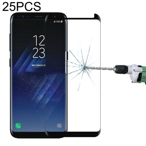Pellicola in vetro temperato curvo per schermo da 25 pezzi per Galaxy S8 / G950, For Galaxy S8 / G950
