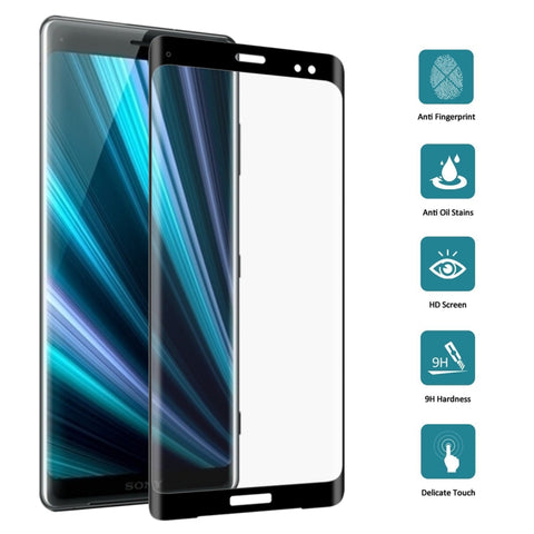 25 PZ Per Sony Xperia XZ3 0,3 mm 9H Durezza superficiale Pellicola in vetro temperato con bordo curvo 3D a schermo intero, For Sony Xperia XZ3