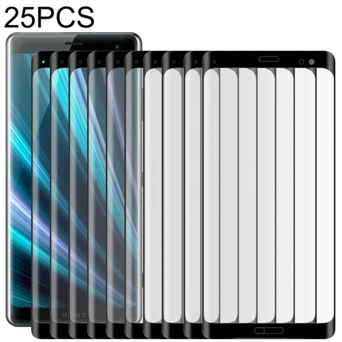 25 PZ Per Sony Xperia XZ3 0,3 mm 9H Durezza superficiale Pellicola in vetro temperato con bordo curvo 3D a schermo intero, For Sony Xperia XZ3