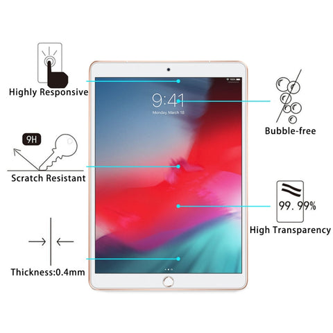 Pellicola in vetro temperato antideflagrante con durezza superficiale 0,4 mm 9H per iPad Air3 2019 da 10,5 pollici, For iPad Air 2019