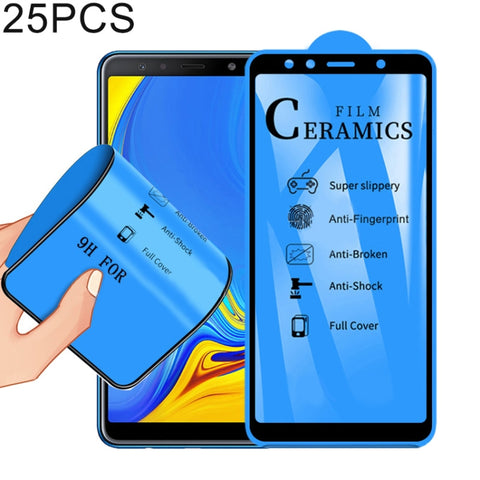 25 pellicole ceramiche a copertura totale con colla completa 2.5D per Galaxy A7 (2018), For Galaxy A7 (2018) (25 PCS)