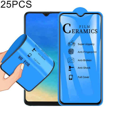 25 pellicole ceramiche a copertura totale con colla completa 2.5D per Galaxy A40, For Galaxy A40 (25 PCS)