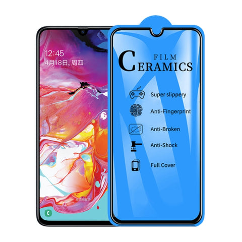 25 pellicole ceramiche a copertura totale con colla completa 2.5D per Galaxy A70, For Galaxy A70 (25 PCS)
