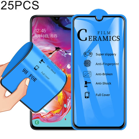 25 pellicole ceramiche a copertura totale con colla completa 2.5D per Galaxy A70, For Galaxy A70 (25 PCS)