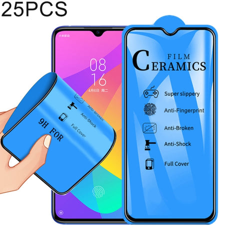 25 pellicole ceramiche a copertura totale con colla completa 2.5D per Xiaomi Mi A3 / Mi CC9e, For Xiaomi Mi A3 / Mi CC9e (25 PCS)