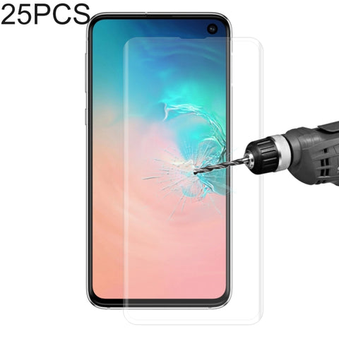 Pellicola in vetro temperato a schermo intero con bordo curvo 3D da 25 pezzi per Galaxy S10, lo sblocco con impronta digitale non è supportato, For Galaxy S10, 25 PCS (25 PCS)