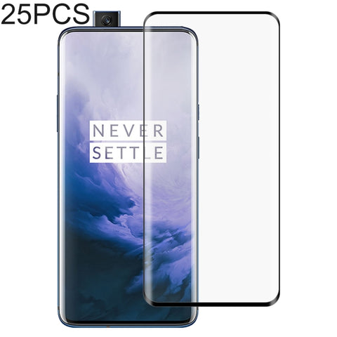 Pellicola in vetro temperato a schermo intero con bordo curvo 3D da 25 pezzi per OnePlus 7 Pro, For OnePlus 7 Pro, Black, 25 PCS, For OnePlus 7 Pro, Transparent, 25 PCS