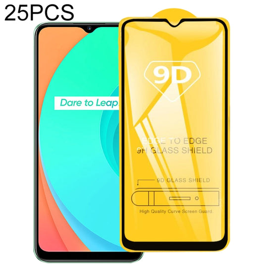 Per Realme C11 / vivo Y56 25 PZ Pellicola in vetro temperato a schermo intero con colla 9D completa, For Realme C11 / vivo Y56