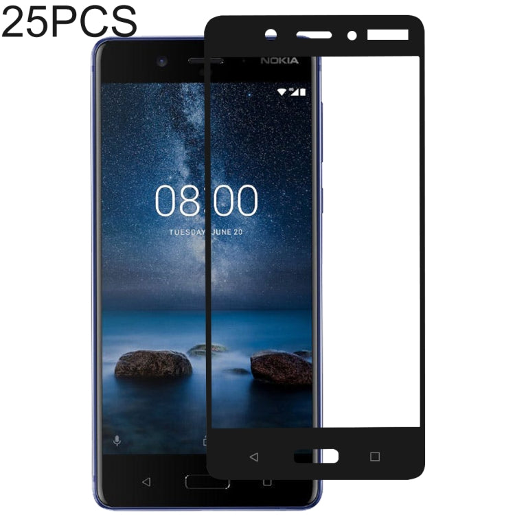 25 PCS Full Glue Tempered Glass Screen Protector for Nokia 8