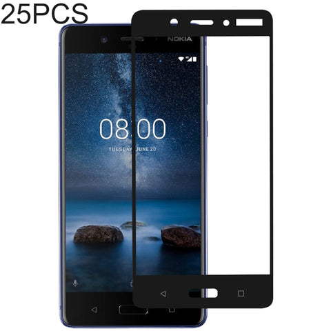 Pellicola proteggi schermo in vetro temperato con colla completa da 25 pezzi per Nokia 8, For Nokia 8