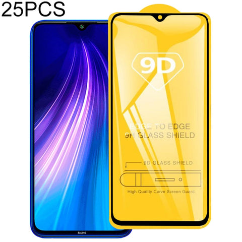 25 pezzi per Xiaomi Redmi Note 8T 9D Pellicola in vetro temperato a schermo intero con colla completa, For Xiaomi Redmi Note 8T (25 PCS)