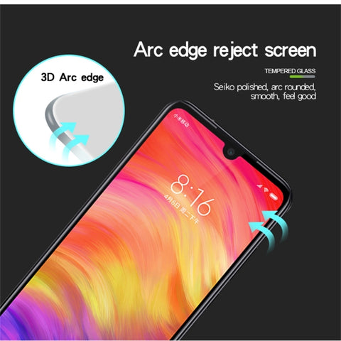 Pellicola in vetro temperato con schermo curvo antideflagrante MOFI 9H 3D per Xiaomi Redmi Note 7, For Xiaomi Redmi Note 7