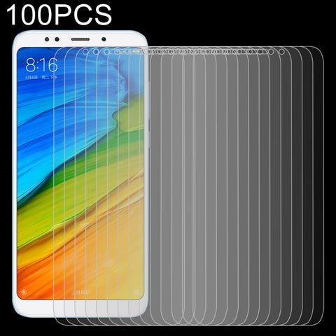100 PZ per Xiaomi Redmi 5 Plus 0,26mm 9H Durezza superficiale 2.5D Proteggi schermo in vetro temperato con bordo curvo, For Redmi 5 Plus