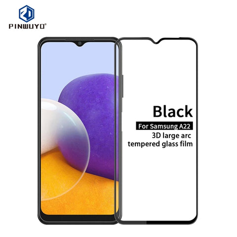 Per Samsung Galaxy A22 4G PINWUYO 9H Pellicola in vetro temperato antideflagrante curvo a schermo intero 3D (nero), For Samsung Galaxy A22 4G