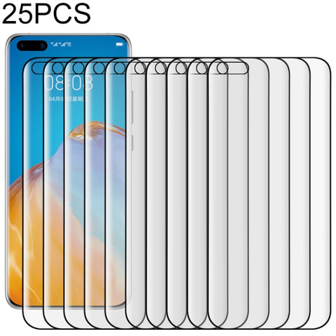 25 pièces pour Huawei P40 Pro 9H HD Pellicola en verre trempé avec bord incurvé 3D (transparent), pour Huawei P40 Pro (25 pièces), pour Huawei P40 Pro (noir) (25 pièces)