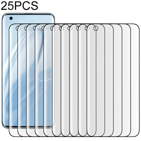 25 pezzi per Xiaomi Mi 10 5G 9H HD Pellicola in vetro temperato con bordo curvo 3D (trasparente), For Xiaomi Mi 10 5G(25 PCS), For Xiaomi Mi 10 5G(Black)(25 PCS)