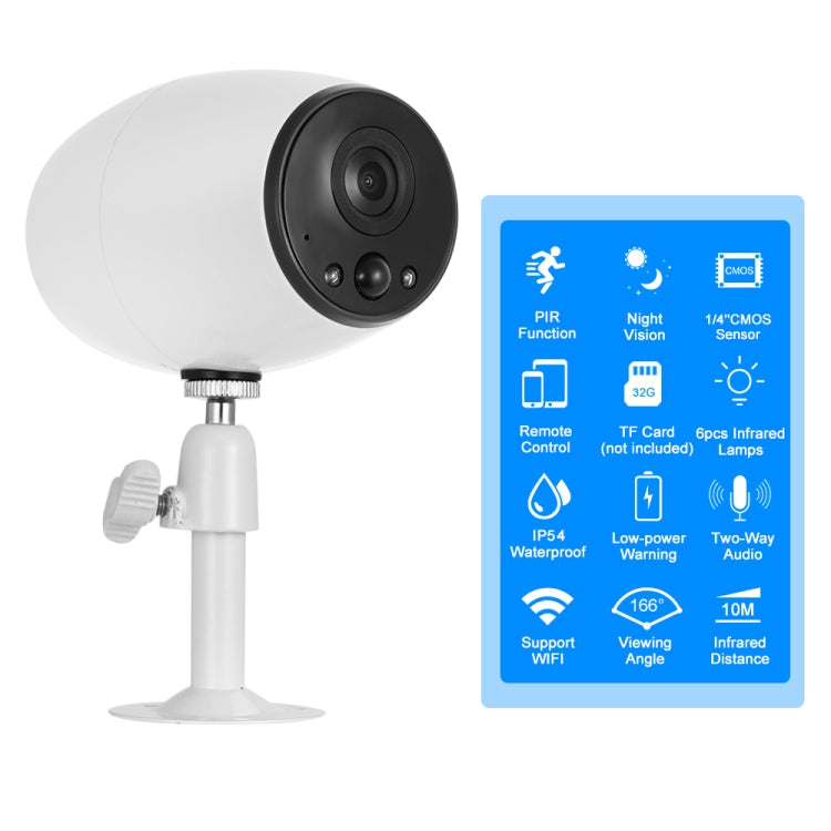 VESAFE VS-DC01 Telecamera IP Wifi Wireless Audio Bidirezionale HD 720P di Sicurezza, Supporta Visione Notturna e Rilevamento PIR e Scheda TF, Impermeabile IP54, VS-DC01