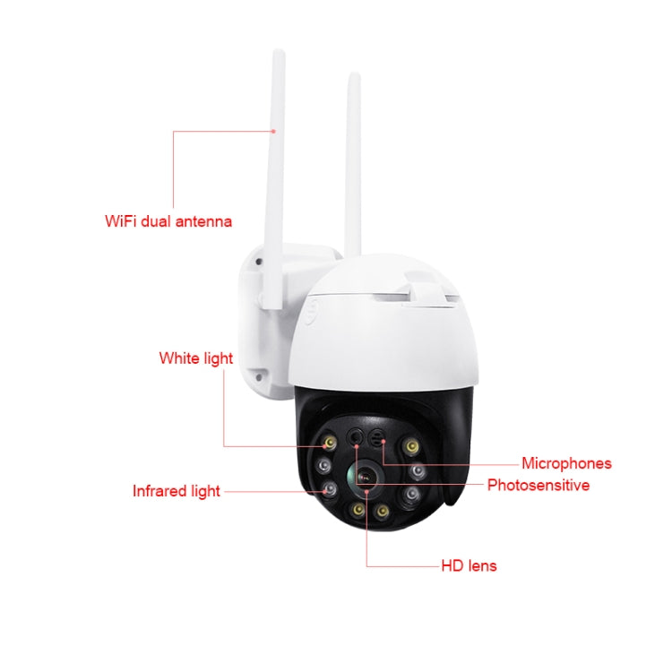 QX36 1080P 3.0MP 3.6mm Lens IP65 Waterproof PTZ 360 Degree Rotating WIFI Camera, Support Day and Night Full Color & Two-way Voice Intercom & Motion Huma...
