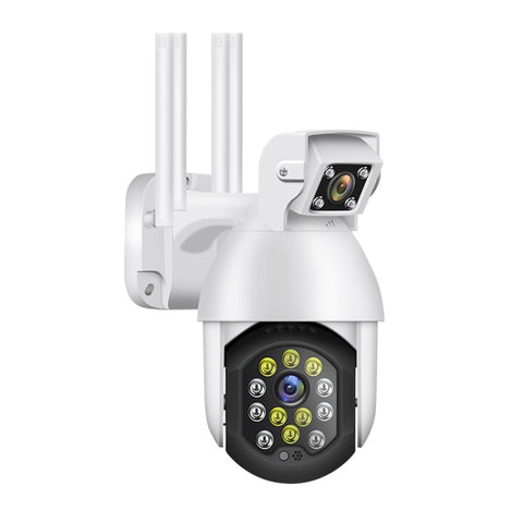 QX41 Telecamera panoramica PTZ WIFI impermeabile 1080P 2.0MP con doppio obiettivo IP66, supporto giorno e notte a colori e citofono vocale bidirezionale, allarme intelligente e riproduzione video e scheda TF da 128 GB, presa AU, QX41