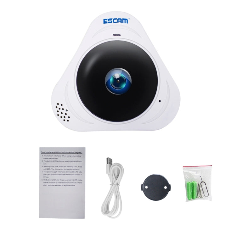 Telecamera IP WiFi ESCAM Q8 960P 360 gradi Fisheye 1.3MP, supporto rilevamento movimento/visione notturna, distanza IR: 5-10 m, spina AU, Q8 US Plug, Q8  AU Plug, Q8 EU Plug, Q8 UK Plug