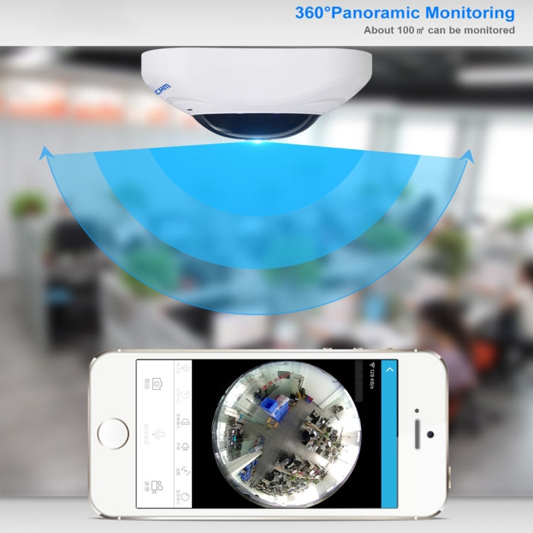 Telecamera IP WiFi ESCAM Q8 960P 360 gradi Fisheye 1.3MP, supporto rilevamento movimento/visione notturna, distanza IR: 5-10 m, spina AU, Q8 US Plug, Q8  AU Plug, Q8 EU Plug, Q8 UK Plug