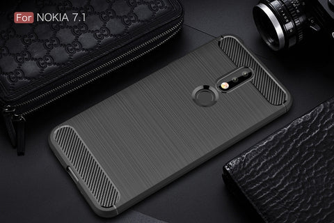 Custodia TPU in fibra di carbonio per Nokia 7.1 con superficie