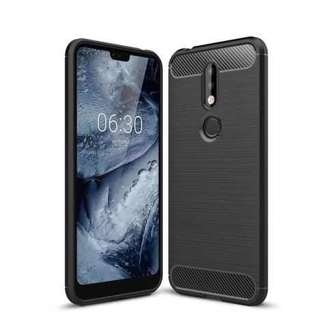 Custodia morbida in TPU in fibra di carbonio con trama spazzolata per Nokia 7.1, Nokia 7.1, For Nokia 7.1