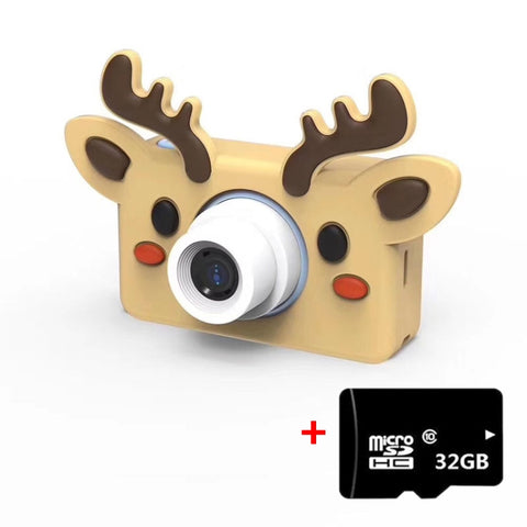 Mini fotocamera digitale sportiva D9 da 8,0 megapixel, sottile e leggera, con schermo da 2,0 pollici e custodia protettiva a forma di orso e memoria da 32 GB per bambini, Pig, Frog, Elk, Giraffe, Sheep, Rabbit, Bear