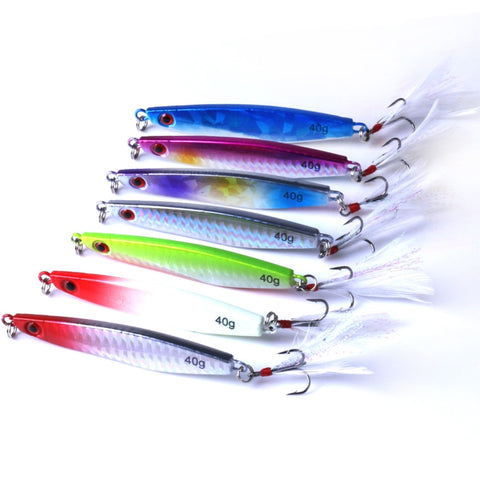 HENGJIA 7 pezzi esche in metallo esche da pesca in ferro esca, 6,8 cm/30 g, 8 cm/40 g, 6 cm/14 g, 7 cm/21 g