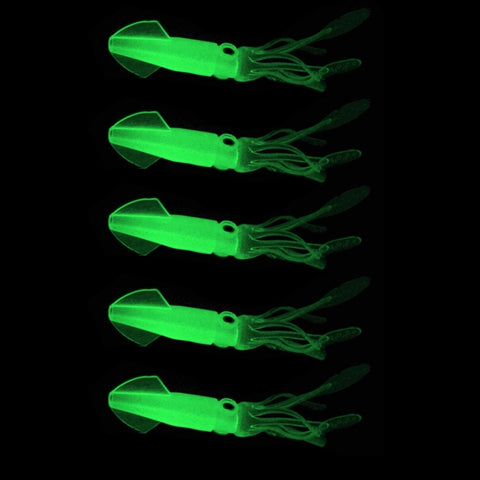 HENGJIA 5 Pezzi Calamari Esche Morbide in Plastica Esche da Pesca Artificiali Esche da Pesca Bioniche, Lunghezza: 9 cm, Luminous, Colorful Pipe