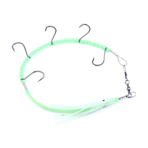 HENGJIA 32cm/7g Coltello da Pesca Filo di Pesce Luminoso Luce Notturna Polpo Calamari Gancio 5 Ganci