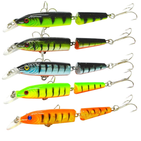 HENGJIA 5 pezzi 10,5 cm 9,6 g esche rigide in plastica a 2 sezioni esche da pesca set esche per attrezzatura, 10.5cm 9.6g