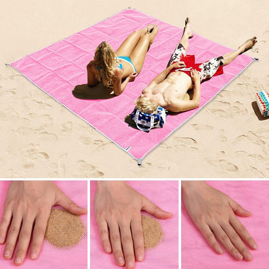 Tappetino senza sabbia, leggero, pieghevole, per esterni, da picnic, con cuscino da campeggio, tappetino da spiaggia, dimensioni: 2 x 2 m, 2 x 2m(Pink), 2 x 2m(Green), 200x200m Blue