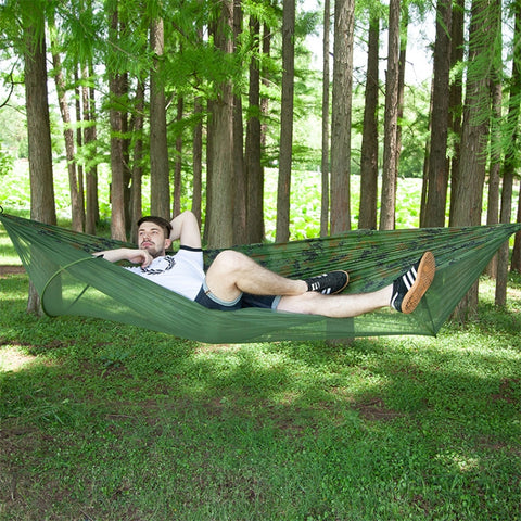 Amaca da paracadute in nylon completamente automatica da campeggio esterna portatile con zanzariere, dimensioni: 290 x 140 cm, 290x140cm Pink Blue, 290x140cm Green, 290x140cm Blue, 290x140cm Orange, 290x140cm Camouflage, 290x140cm Army Green