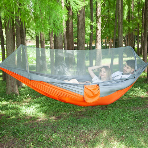 Amaca da paracadute in nylon completamente automatica da campeggio esterna portatile con zanzariere, dimensioni: 250 x 120 cm, 250x120cm Orange, 250x120cm Blue, 250x120cm Green, 250x120cm Pink Blue, 250x120cm Dark Green, 250x120cm Dark Blue
