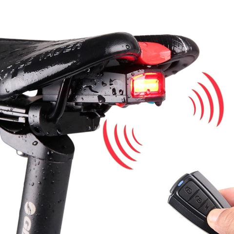Fanale posteriore per bicicletta con allarme LED COB intelligente impermeabile IP65 impermeabile con telecomando, distanza di controllo: 1-100 m, IP65 Waterproof Taillight