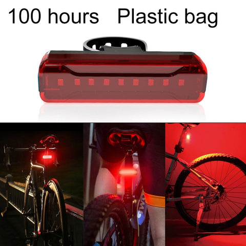 A02 Fanale posteriore per bicicletta Bicicletta da equitazione Motocicletta Auto elettrica LED Mountain bike Ricarica USB Spia di sicurezza (100 ore, sacchetto di plastica), 100 Hours, Plastic Bag