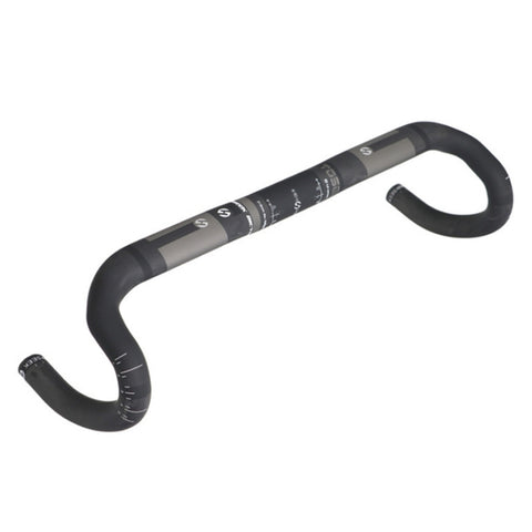 TOSEEK Maniglia per linea esterna con scanalatura per manubrio piegata per bici da strada in fibra di carbonio completa, dimensioni: 440 mm (UD nero), 440mm