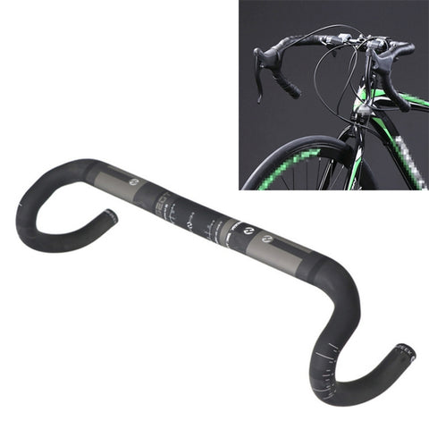 TOSEEK Maniglia per linea esterna con scanalatura per manubrio piegata per bici da strada in fibra di carbonio completa, dimensioni: 440 mm (UD nero), 440mm