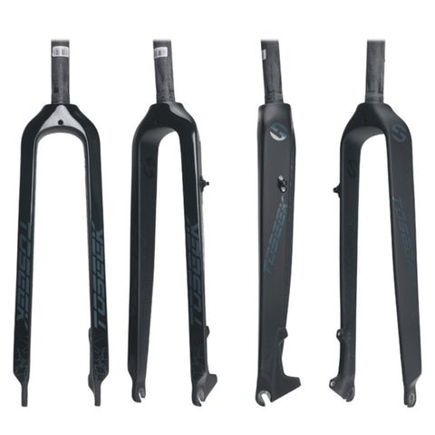 TOSEEK Ultra léger 29 pouces 435 mm VTT Force antérieure en carbone pie frein à disque avec tube stéréo droit, 29 pouces 435 mm
