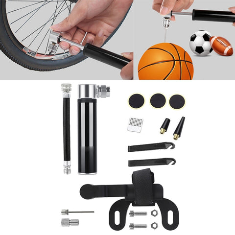 Mini pompa manuale in alluminio per bicicletta con toppa senza colla