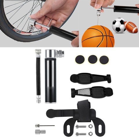 Pompa manuale portatile in alluminio per bicicletta con toppa per
