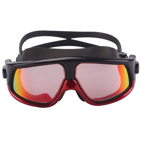 Occhialini da nuoto in silicone antiappannamento galvanici colorati con montatura grande per adulti, 8801 (Red + Black), 8801 (Yellow + Black), 8801 (Blue + Black)