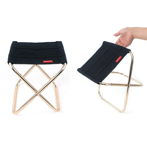 Sgabello pieghevole per barbecue da pesca portatile in lega di alluminio CLS, dimensioni: 24,8 * 22,5 * 27 cm, CLS Folding Stool(Black)