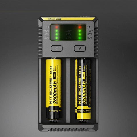 Nitecore NUOVO i2 Intelligent Digi Caricabatterie Intelligente avec indicateur LED par batterie 14500, 16340 (RCR123), 18650, 22650, 26650, Ni-MH et Ni-Cd (AA, AAA), NEW i2