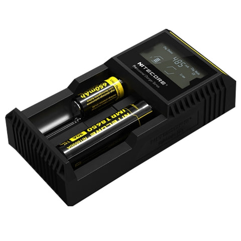 Nitecore D2 Batterie intelligente Digi intelligente avec indicateur LED pour batterie 14500, 16340 (RCR123), 18650, 22650, 26650, Ni-MH et Ni-Cd (AA, AAA), D2