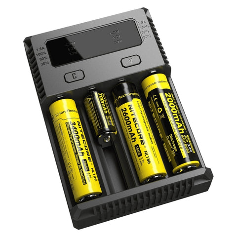 Nitecore NUOVO i4 Intelligent Digi Smart Charger avec indicateur LED par batterie 14500, 16340 (RCR123), 18650, 22650, 26650, Ni-MH et Ni-Cd (AA, AAA), NOUVEAU i4